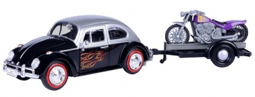 79675 VW KÄFER + TRAILER with MOTORBIKE 1:24